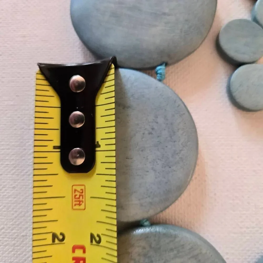 Womens Fashion Statement Aquamarine Wooden Discs And Beads Necklace Blue OS